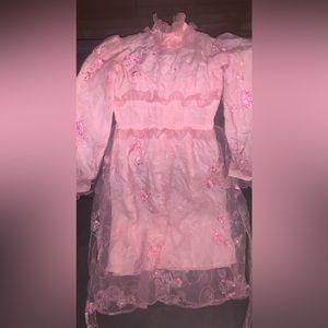 Pink floral vintage long sleeve turtleneck dress